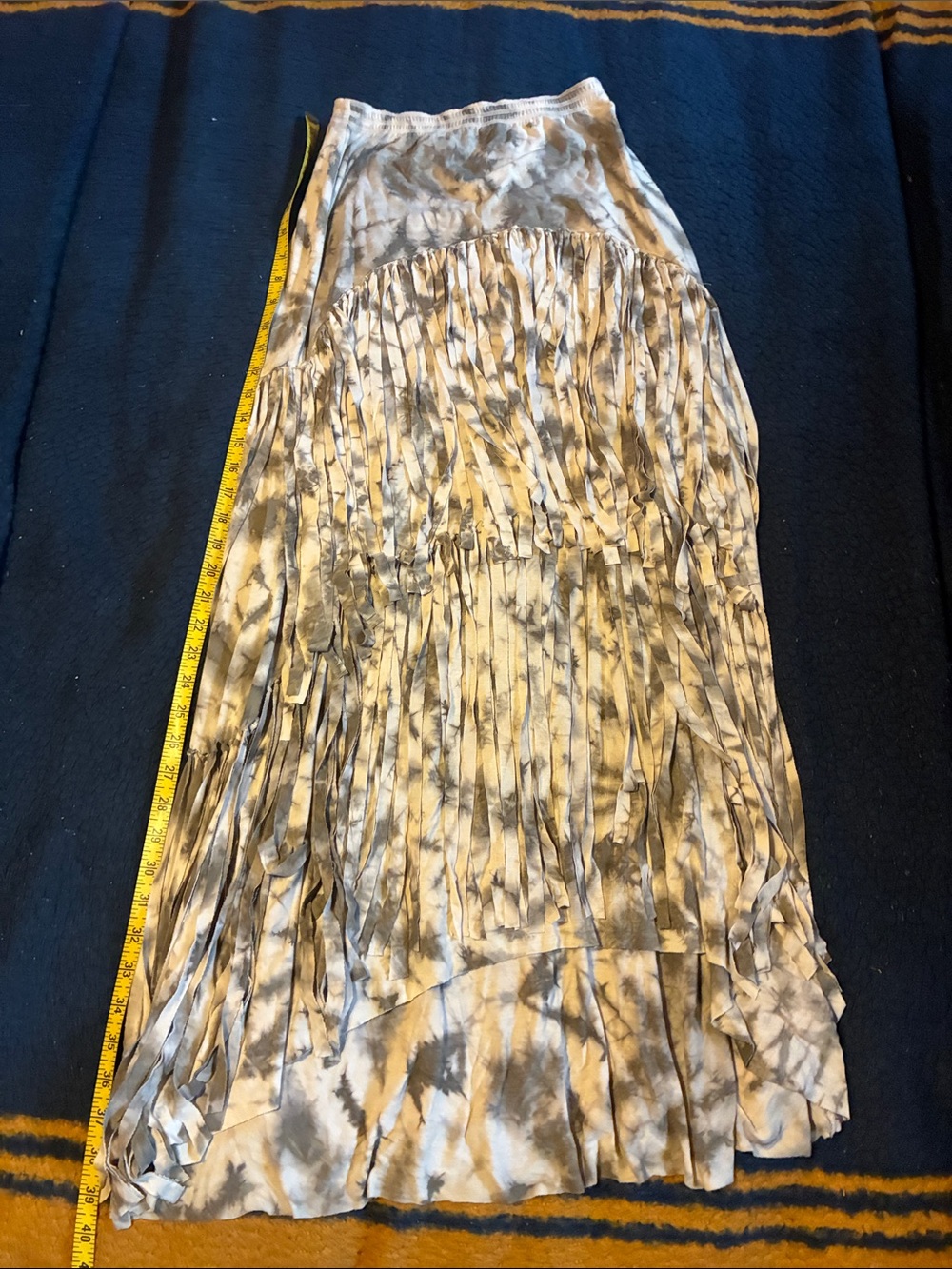 Free People Maheya Fringed Tie Dye High Low Maxi Skirt